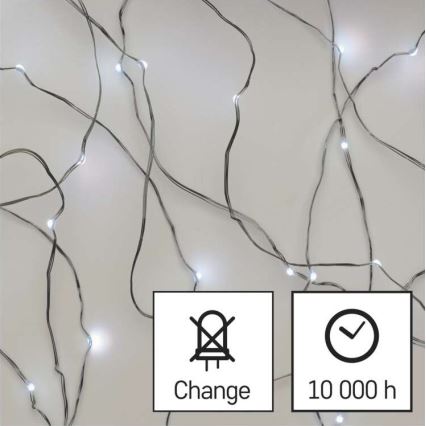 Ghirlandă LED pentru exterior, 40 LED / 9 m, IP44, alb rece