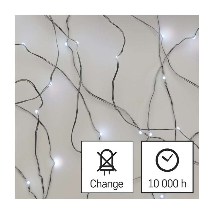 Ghirlandă LED pentru exterior, 40 LED / 9 m, IP44, alb rece