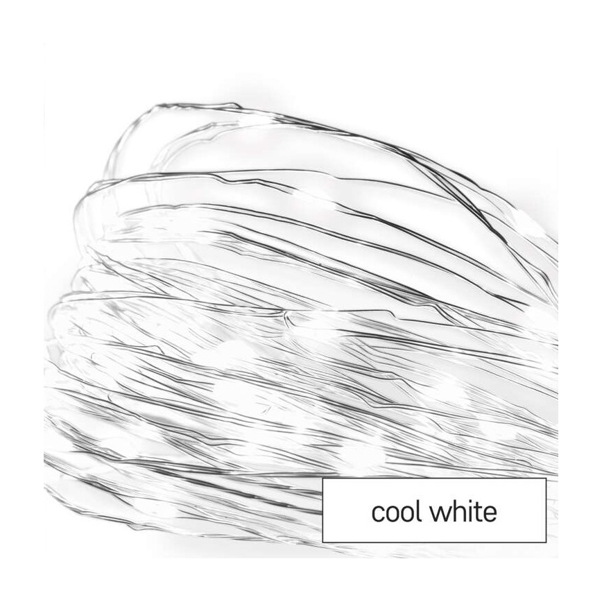 Ghirlandă LED pentru exterior, 40 LED / 9 m, IP44, alb rece