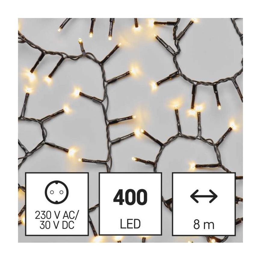 Ghirlandă LED pentru exterior, 400 LED/13 m, IP44, alb cald