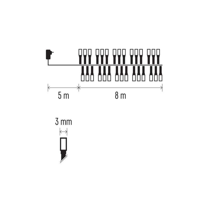 Ghirlandă LED pentru exterior, 400 LED/13 m, IP44, alb cald