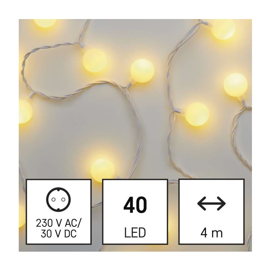 Ghirlandă LED pentru exterior, 40xLED/9m, IP44, alb cald