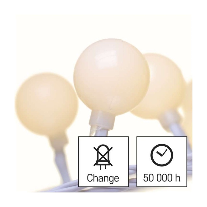 Ghirlandă LED pentru exterior, 40xLED/9m, IP44, alb cald