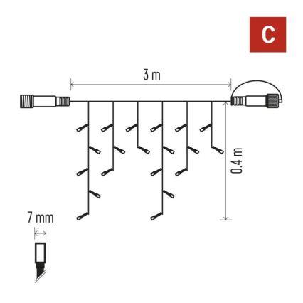 Ghirlandă LED pentru exterior 50xLED/3x0,4m IP44 alb rece