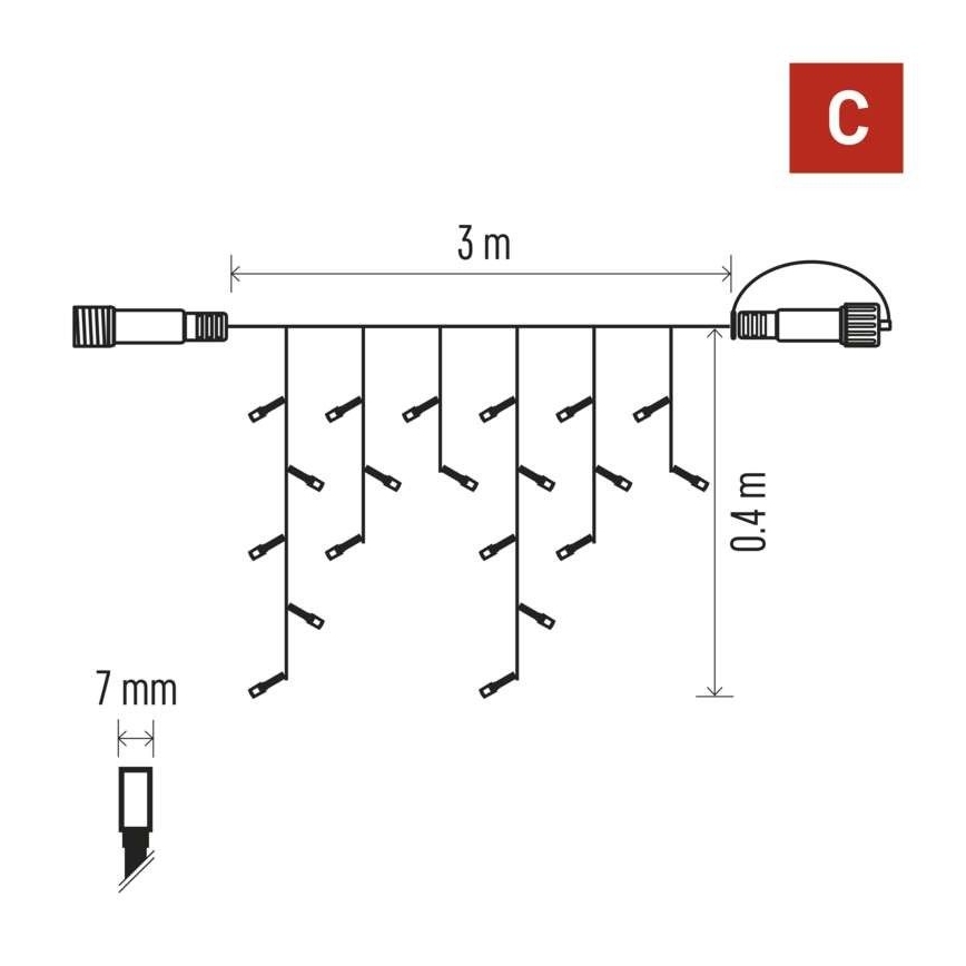 Ghirlandă LED pentru exterior 50xLED/3x0,4m IP44 alb rece