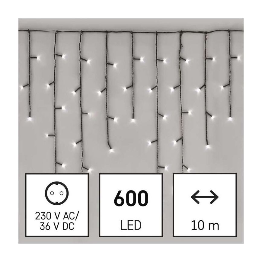 Ghirlandă LED pentru exterior, 600 LED, 8 moduri, 15 m, IP44, alb rece
