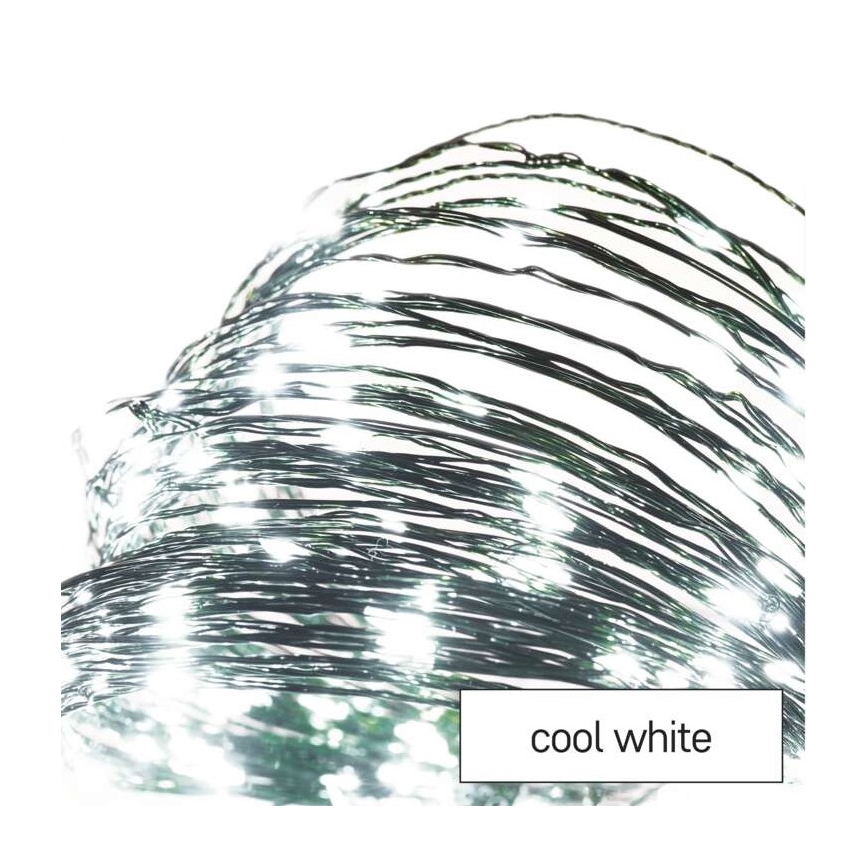 Ghirlandă LED pentru exterior, 75 LED-uri, 12,5 m, IP44, alb rece