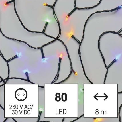 Ghirlandă LED pentru exterior, 80 LED, 13 m, IP44, multicoloră