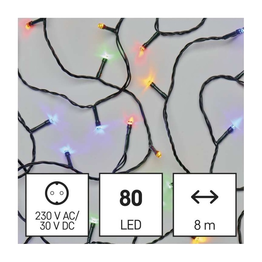 Ghirlandă LED pentru exterior, 80 LED, 13 m, IP44, multicoloră