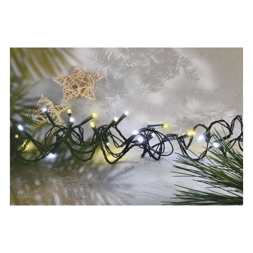 Ghirlandă LED pentru exterior, 80 LED, 2 moduri, 13 m, IP44, alb cald/alb rece