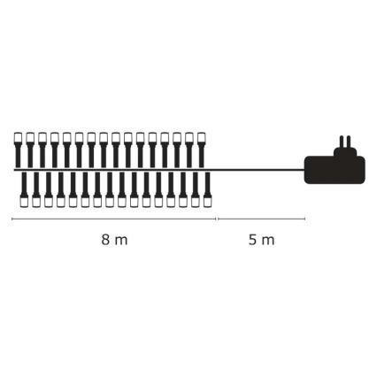 Ghirlandă LED pentru exterior, 80xLED/13m, IP44, alb cald