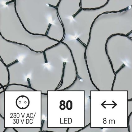 Ghirlandă LED pentru exterior 80xLED/13m IP44 alb rece