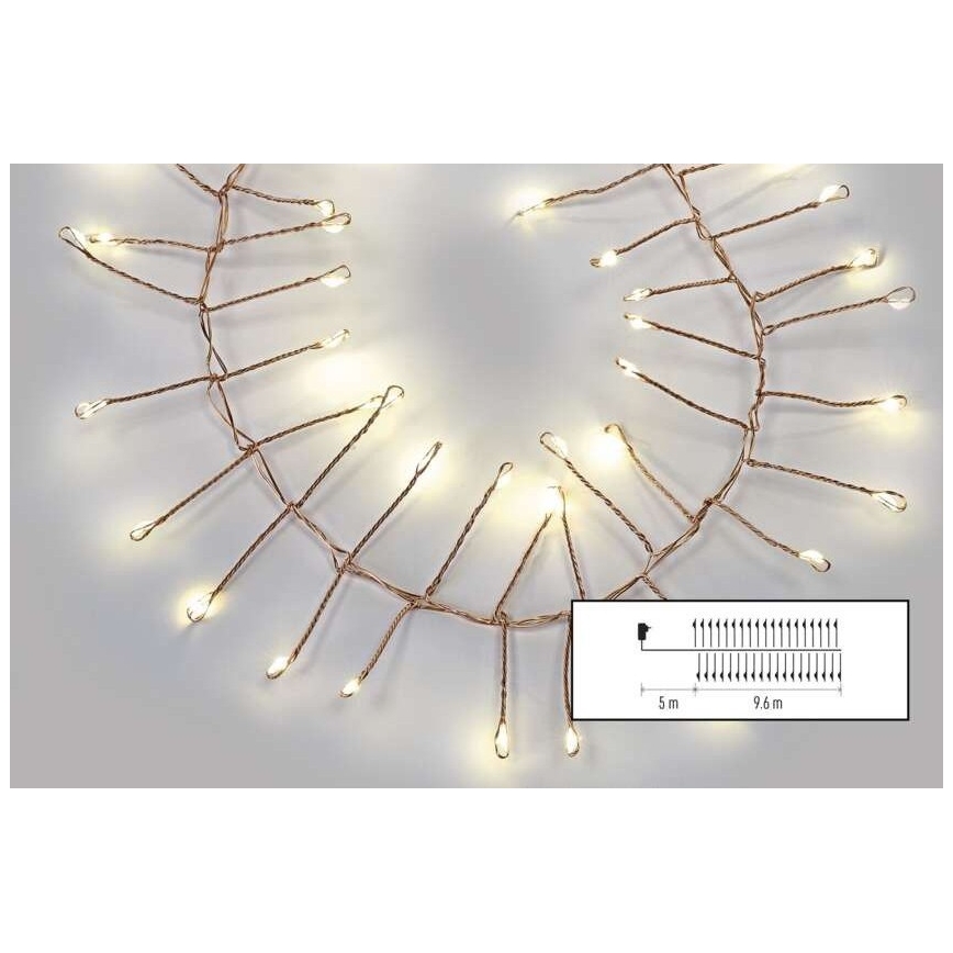 Ghirlandă LED pentru exterior, 960 LED-uri, 8 funcții, 9,6 m, IP44, alb cald
