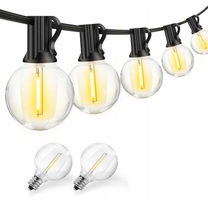 Ghirlandă LED decorativă reglabilă pentru exterior 25xE12/1W/24/230V 17,5 m IP65 neagră + telecomandă