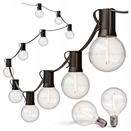 Ghirlandă LED decorativă reglabilă pentru exterior 25xE12/1W/24/230V 17,5 m IP65 neagră + telecomandă