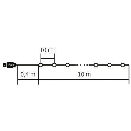 Ghirlandă LED RGB reglabilă 100xLED/29 funcții 10,4m