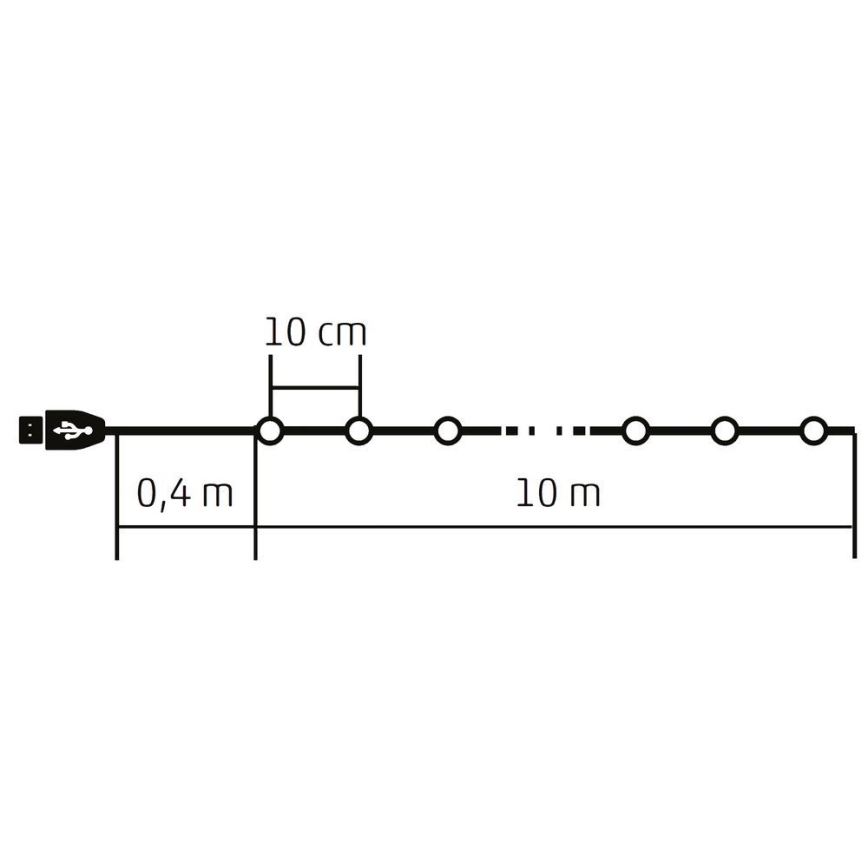 Ghirlandă LED RGB reglabilă 100xLED/29 funcții 10,4m