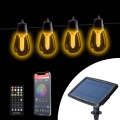 Ghirlandă LED solară reglabilă 25xLED/1,5W/3,7/5V 2700-10000K 2200 mAh 15 m IP65 neagră + telecomandă