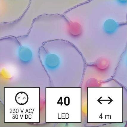 Ghirlandă lumini LED pentru exterior, 40 LED/9 m, IP44, multicolor