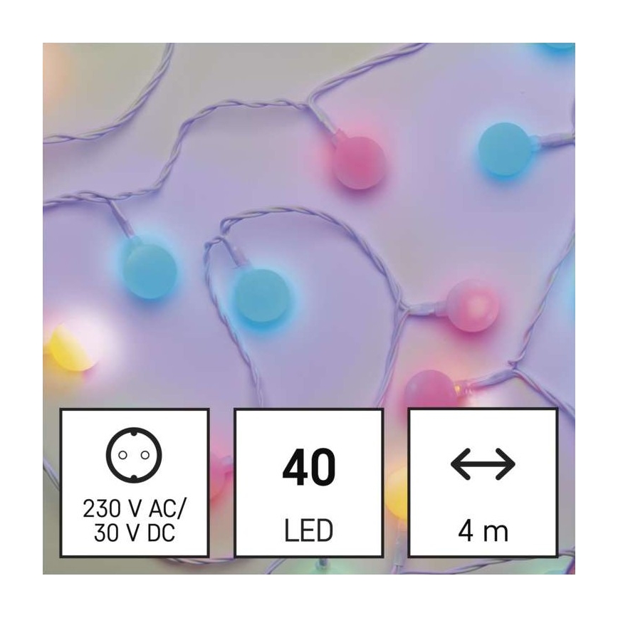 Ghirlandă lumini LED pentru exterior, 40 LED/9 m, IP44, multicolor