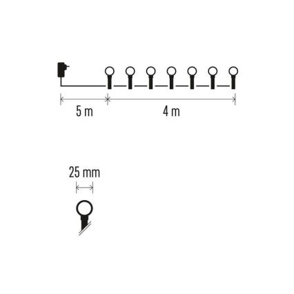 Ghirlandă lumini LED pentru exterior, 40 LED/9 m, IP44, multicolor