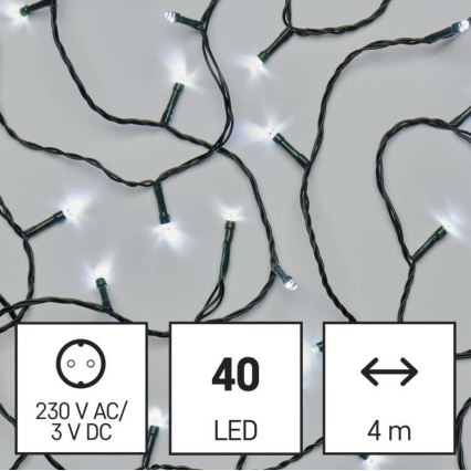 Ghirlandă lumini LED pentru exterior 40xLED/9m IP44, alb rece