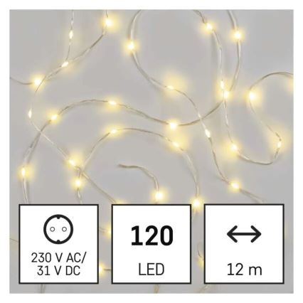 Ghirlandă luminoasă de exterior 120 LED/17 m, IP44, alb cald
