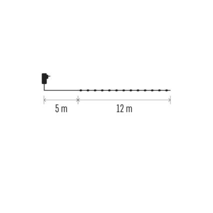 Ghirlandă luminoasă de exterior 120 LED/17 m, IP44, alb cald