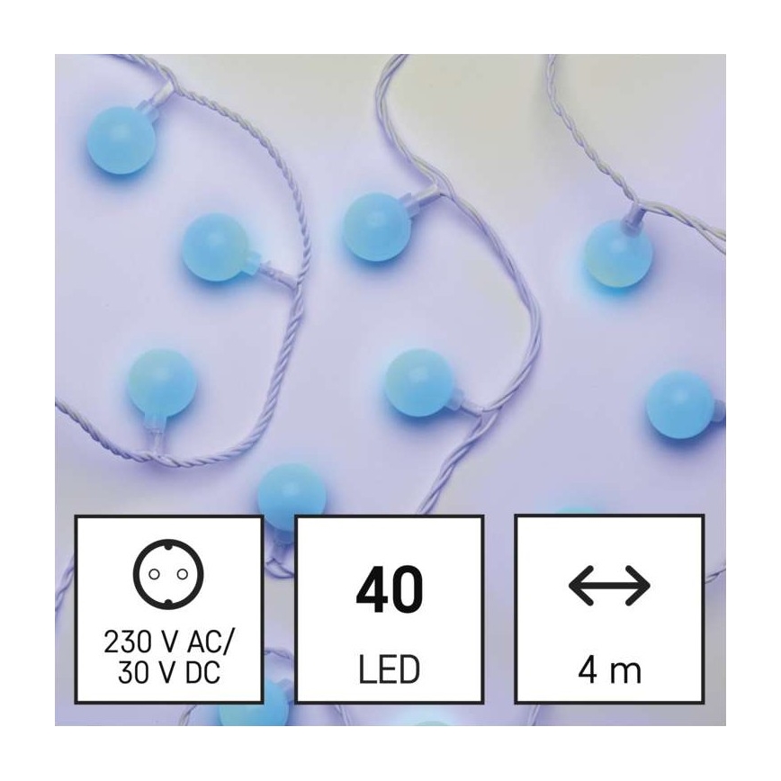 Ghirlandă luminoasă de exterior de Crăciun 40xLED/9m IP44, albastru