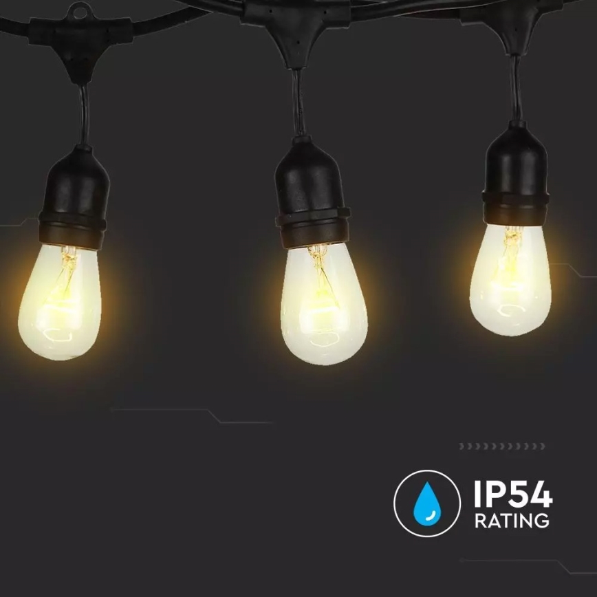 Ghirlandă luminoasă de exterior STRING 15m 15xE27/25W/230V IP54