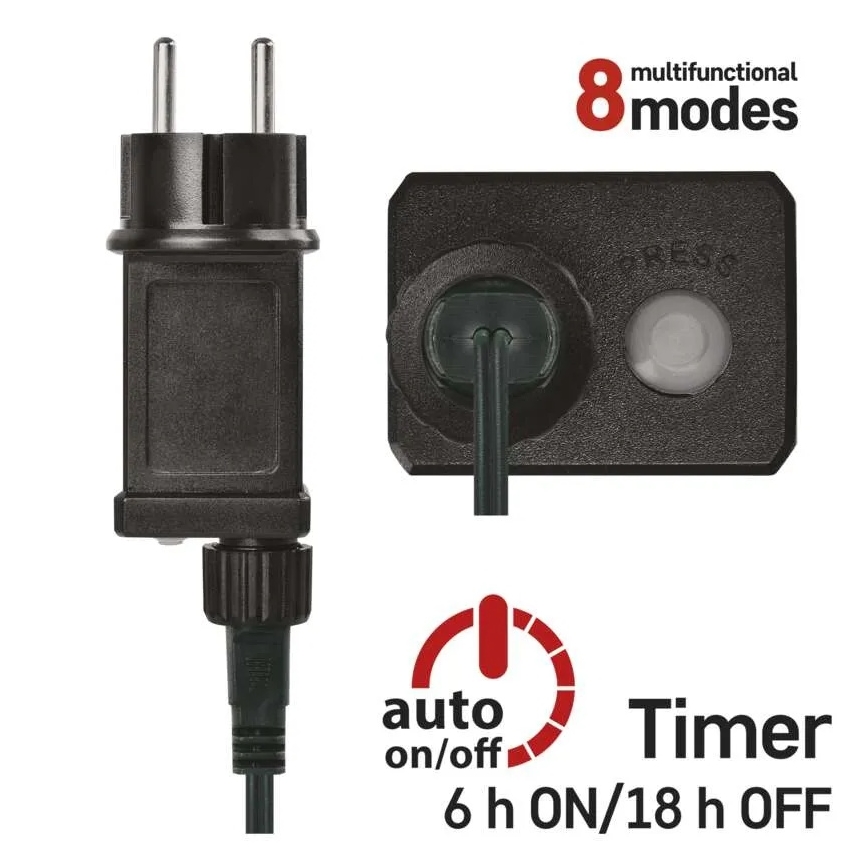 Ghirlandă luminoasă LED 13 m, 80 LED, 230 V, 8 moduri, IP44, alb cald