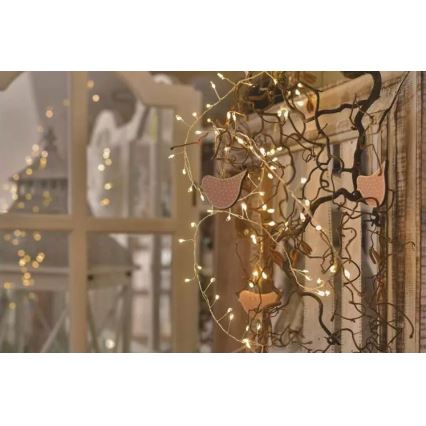Ghirlandă luminoasă LED cu 100 LED, alimentare 3xAA, 2,7 m, alb cald