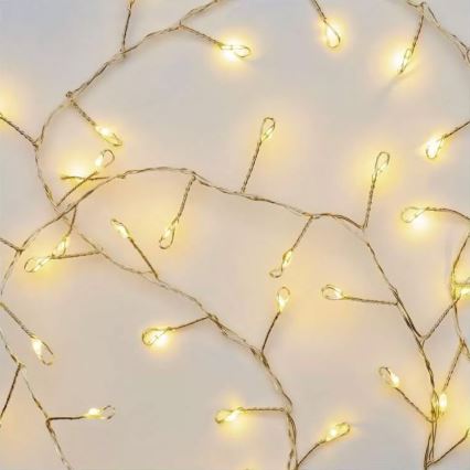 Ghirlandă luminoasă LED cu 100 LED, alimentare 3xAA, 2,7 m, alb cald