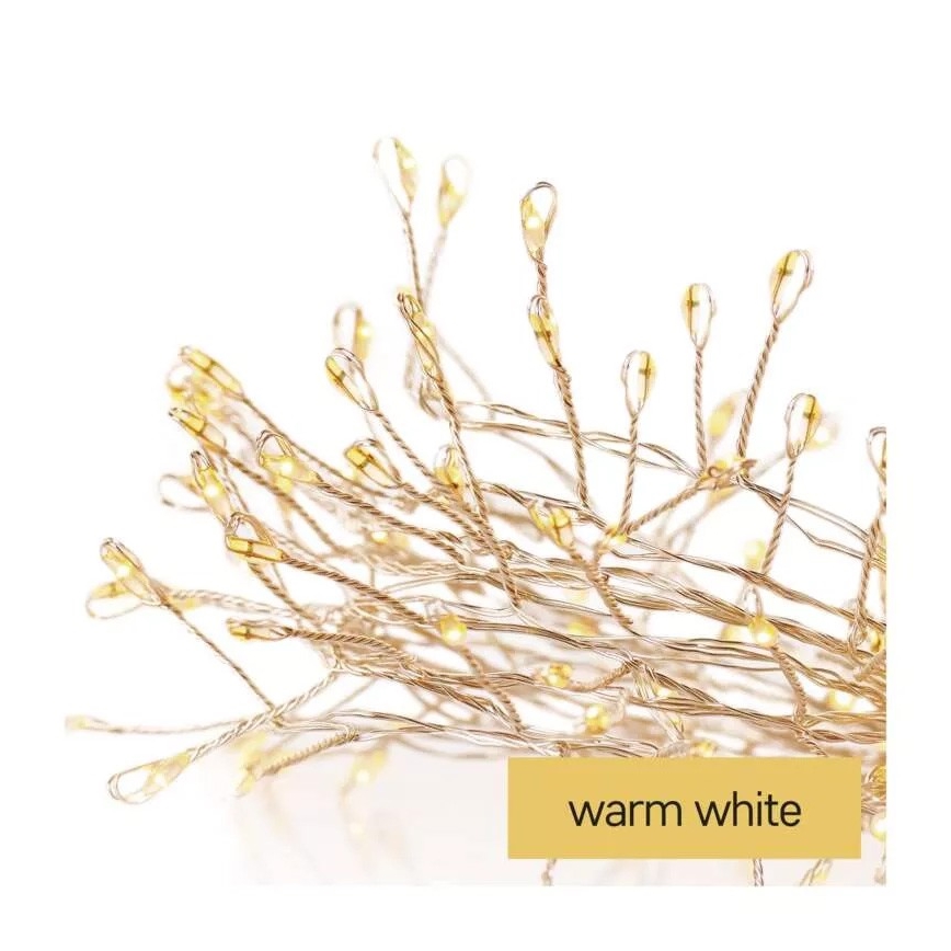 Ghirlandă luminoasă LED cu 100 LED, alimentare 3xAA, 2,7 m, alb cald