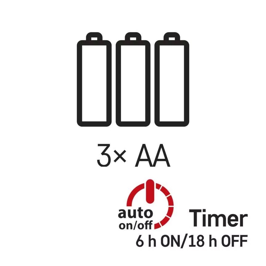 Ghirlandă luminoasă LED cu 100 LED, alimentare 3xAA, 2,7 m, alb cald