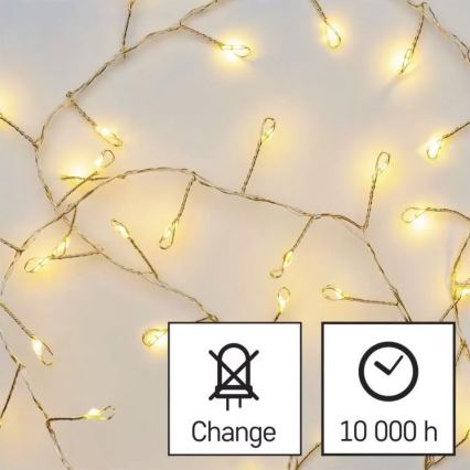 Ghirlandă luminoasă LED cu 100 LED, alimentare 3xAA, 2,7 m, alb cald