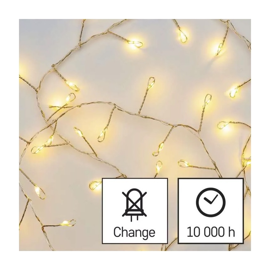 Ghirlandă luminoasă LED cu 100 LED, alimentare 3xAA, 2,7 m, alb cald