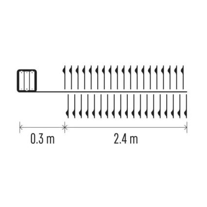 Ghirlandă luminoasă LED cu 100 LED, alimentare 3xAA, 2,7 m, alb cald