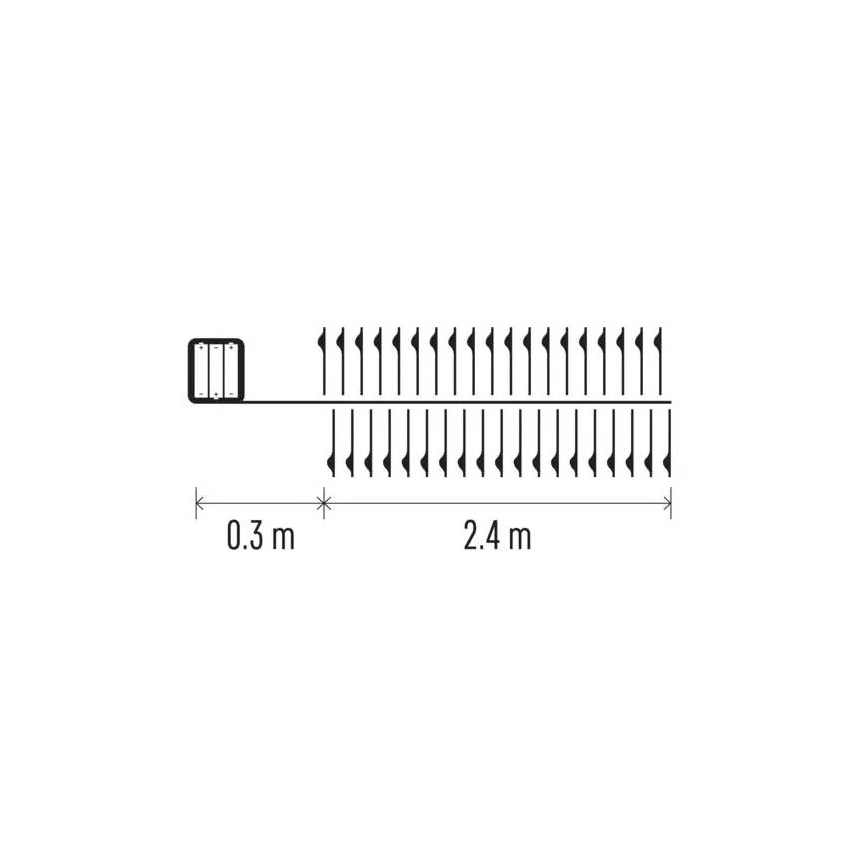 Ghirlandă luminoasă LED cu 100 LED, alimentare 3xAA, 2,7 m, alb cald