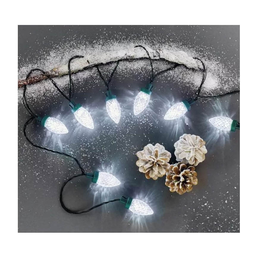 Ghirlandă luminoasă LED de exterior, 50 LED-uri, 8 funcții, 14,8 m, IP44, alb rece