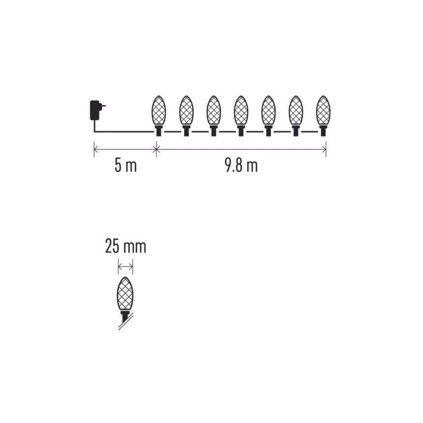 Ghirlandă luminoasă LED de exterior, 50 LED-uri, 8 funcții, 14,8 m, IP44, alb rece