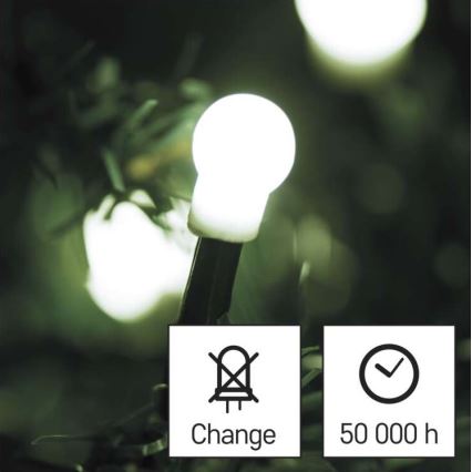 Ghirlandă luminoasă LED de exterior, 80 LED, 13 m, IP44, alb rece