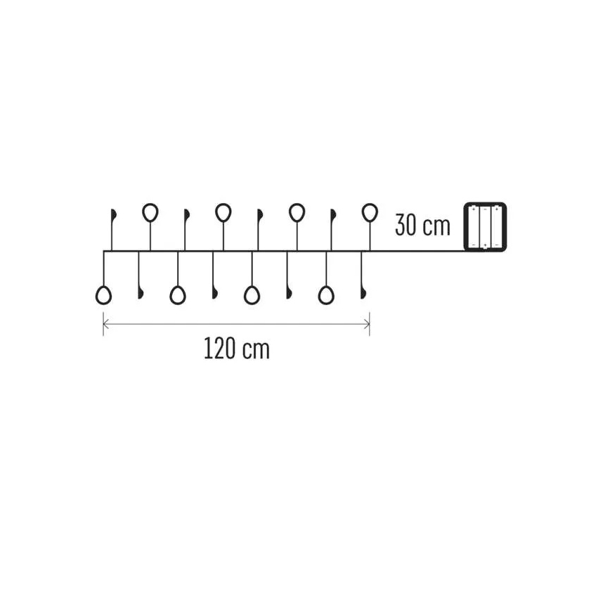 Ghirlandă luminoasă LED pentru Crăciun, 40 LED-uri, 1,5 m, alb cald, alimentare 3x AA