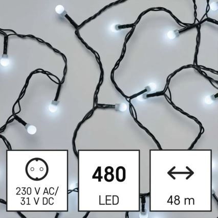 Ghirlandă luminoasă LED pentru exterior, 480 LED, 8 funcții, 53 m, alb rece, IP44
