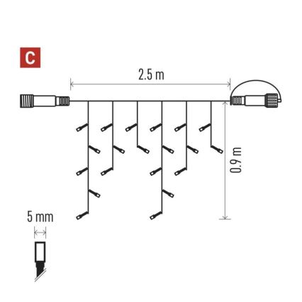 Ghirlandă luminoasă LED pentru exterior de Crăciun 100xLED/2,5x0,9m IP44 alb cald