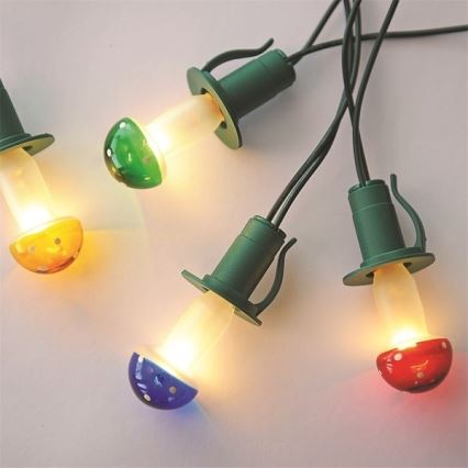 Ghirlandă luminoasă TOADSTOOL, 12 becuri cu soclu E10, 10,7 m, alb cald, Fabricat în Cehia