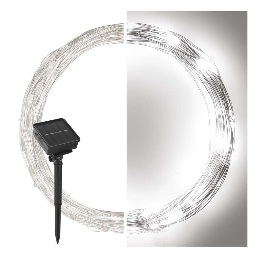 Ghirlandă solară 120xLED/2,4W/1,2V 12m IP44 600 mAh alb rece