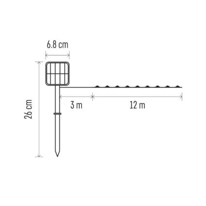 Ghirlandă solară 120xLED/2,4W/1,2V 12m IP44 600 mAh alb rece