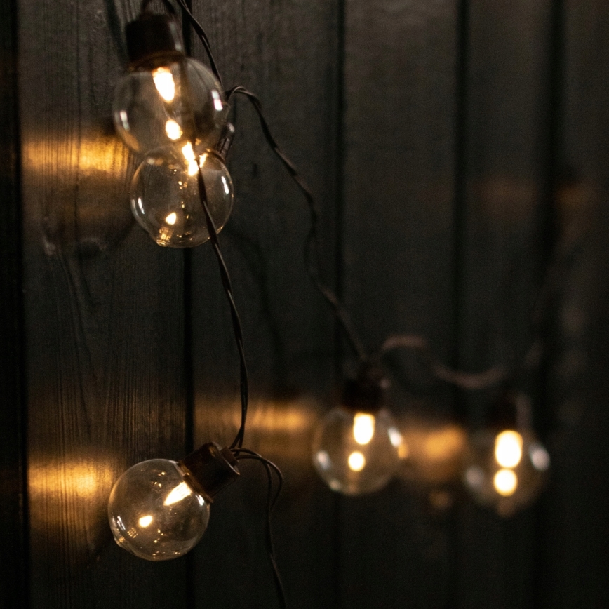 Ghirlandă solară decorativă cu 30 LED/8 funcții, 500 mAh, 10,6 m, IP67, alb cald