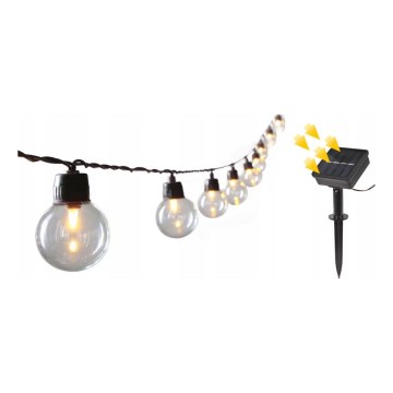 Ghirlandă solară decorativă cu 30 LED, 8 funcții, acumulator 500 mAh, 10,6 m, IP67, alb cald